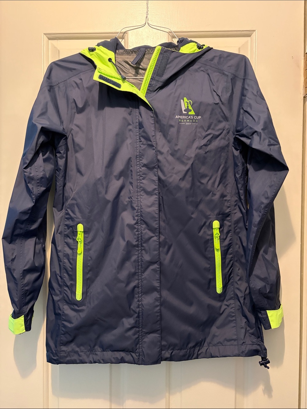 Vineyard Vines Navy and Bright Green Rain Jacket